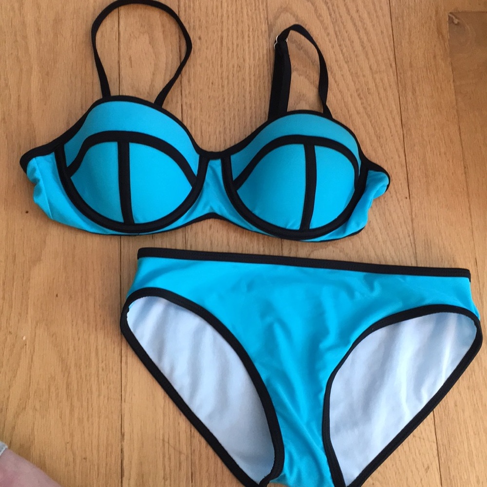 Bright blue bathing suit